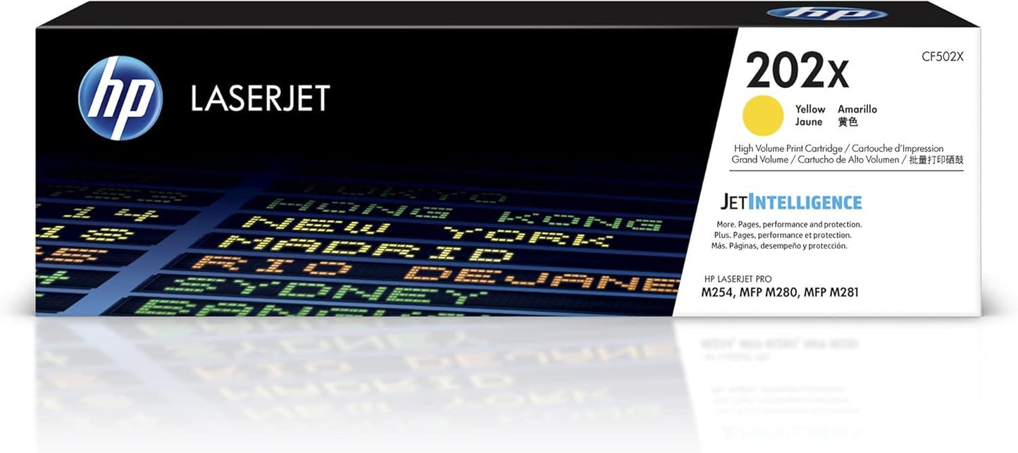 HP 202X Toner 4-Pack CF500X CF501X CF502X CF503X | High-Yield Color LaserJet Pro M254 M281 Series Elite Toner Supply