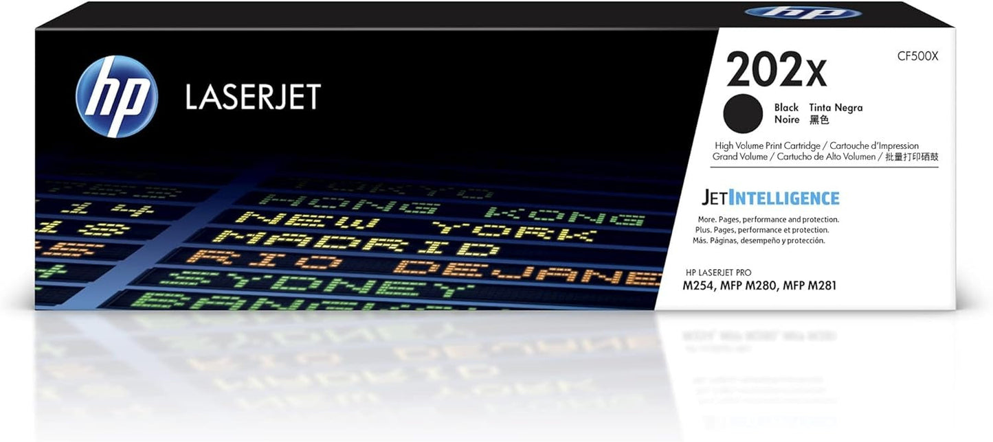 HP 202X Toner 4-Pack CF500X CF501X CF502X CF503X | High-Yield Color LaserJet Pro M254 M281 Series Elite Toner Supply