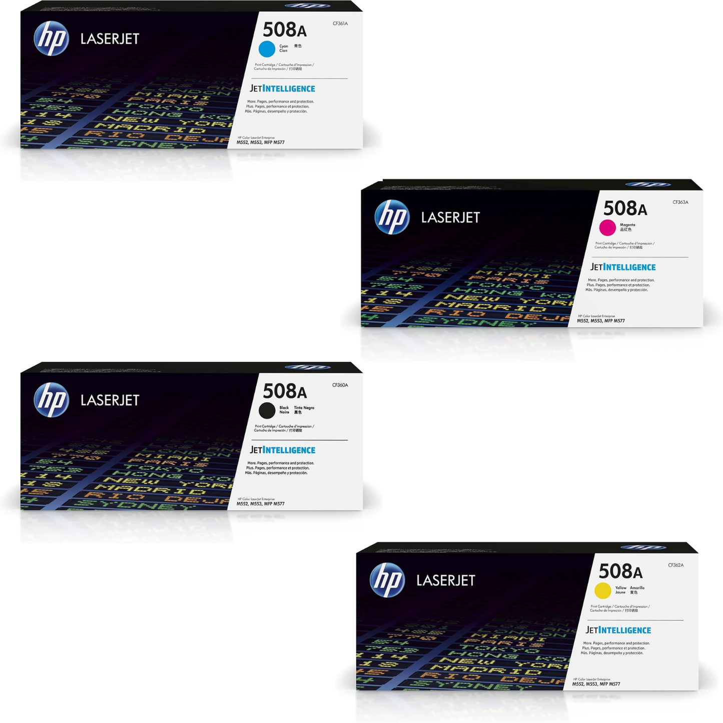 HP 508A Toner Set 4-Pack CF360A for LaserJet M553dn M577dn | NEW Elite Toner Supply