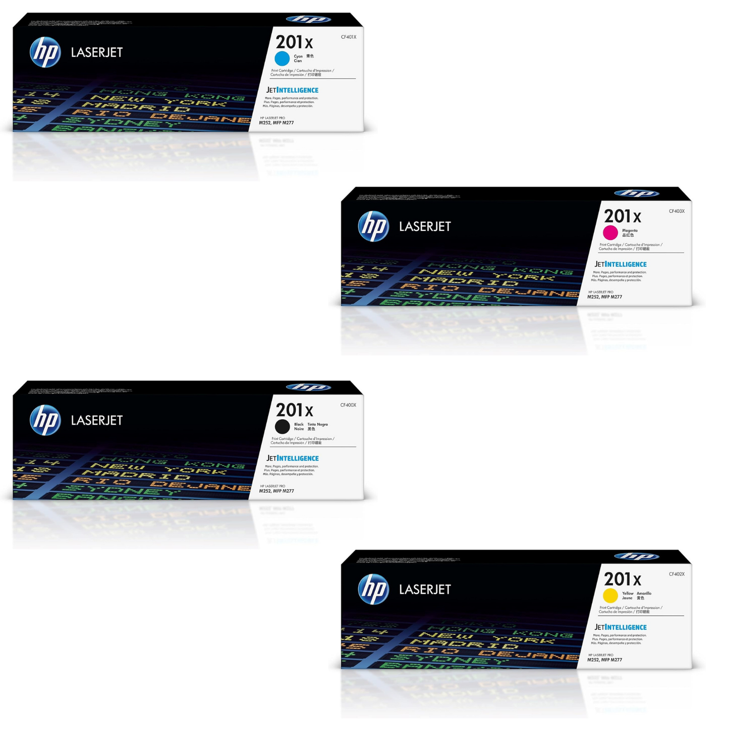 HP 201X Toner 4-Pack CF400X CF401X CF402X CF403X | High-Yield Color LaserJet Pro M252 M277 Elite Toner Supply