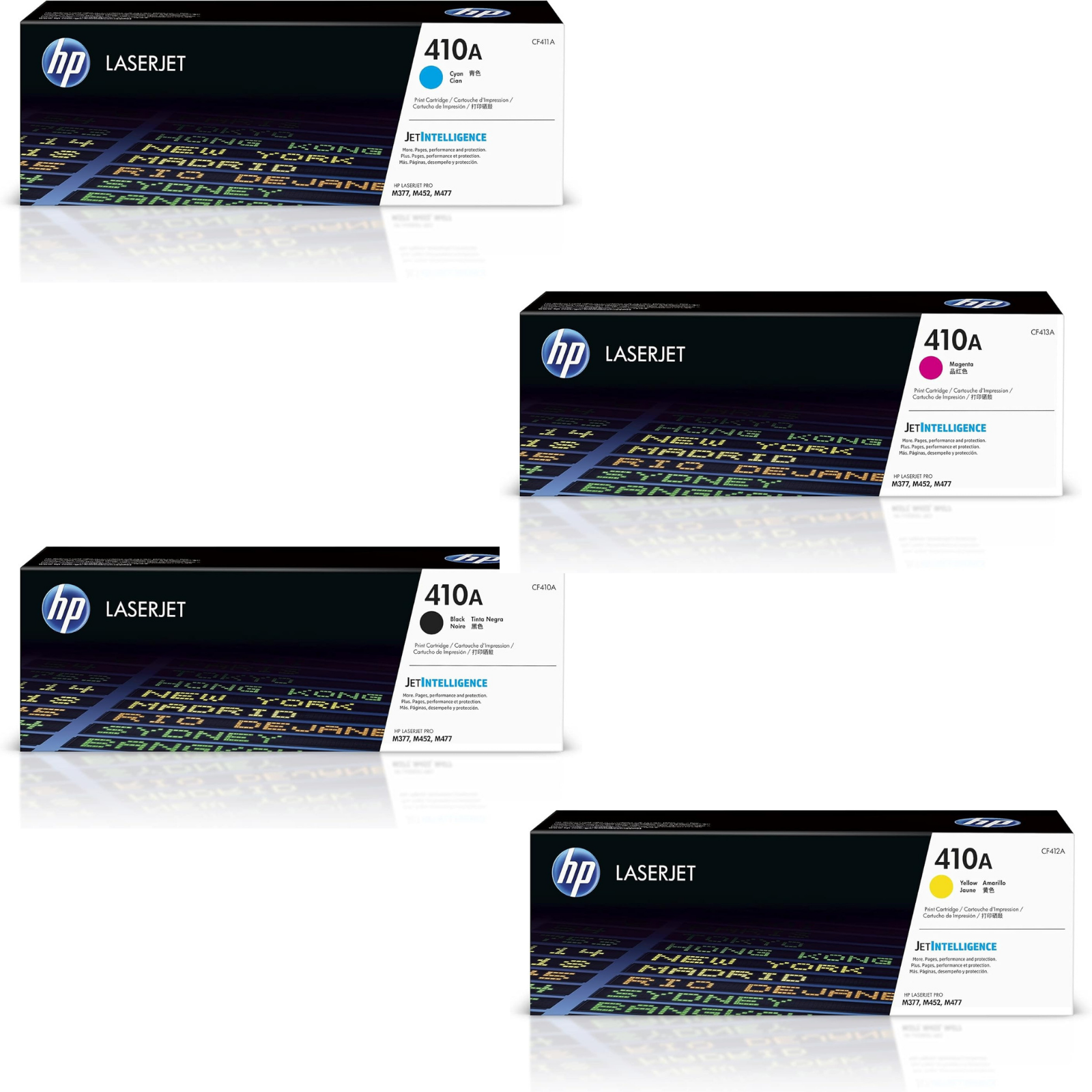 HP 410A Toner Set | Black Cyan Yellow Magenta | CF410A-CF413A for Laser Printer M452 M477 Elite Toner Supply