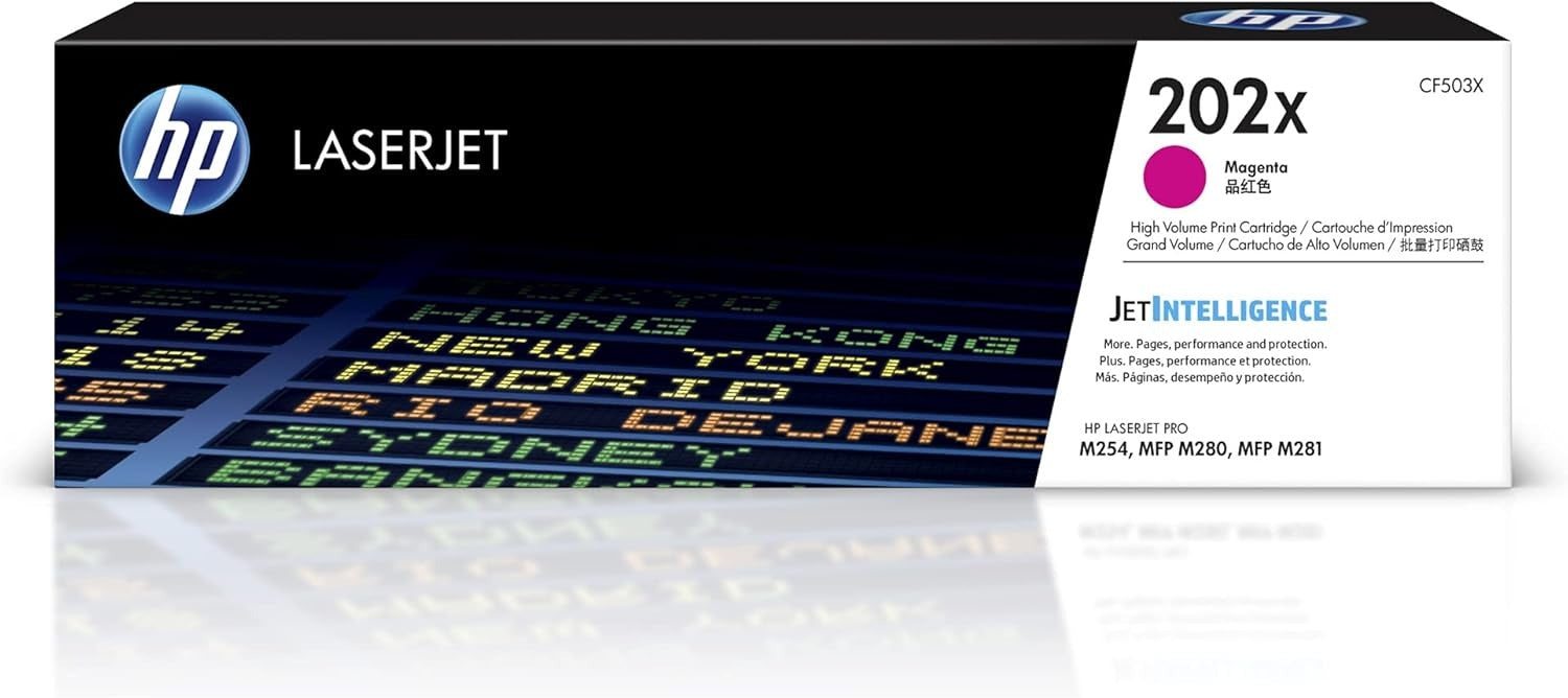 HP 202X Toner 4-Pack CF500X CF501X CF502X CF503X | High-Yield Color LaserJet Pro M254 M281 Series Elite Toner Supply