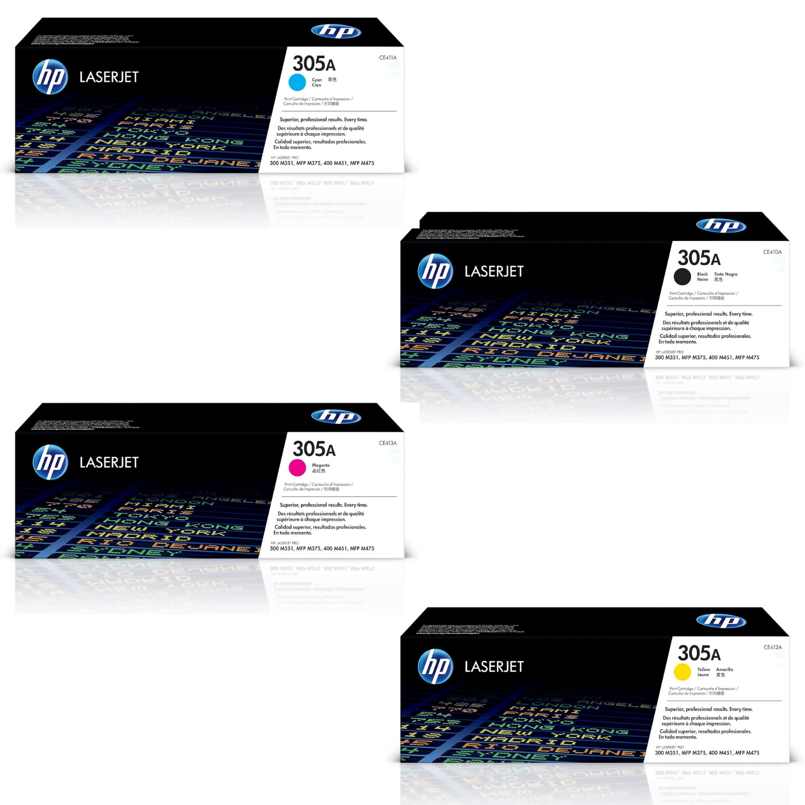 HP 305A Toner Set 4-Pack CE410A for LaserJet M351 M451 M375 M475 | NEW Elite Toner Supply