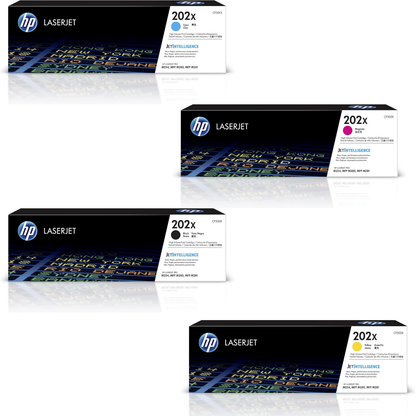 HP 202X Toner 4-Pack CF500X CF501X CF502X CF503X | High-Yield Color LaserJet Pro M254 M281 Series Elite Toner Supply