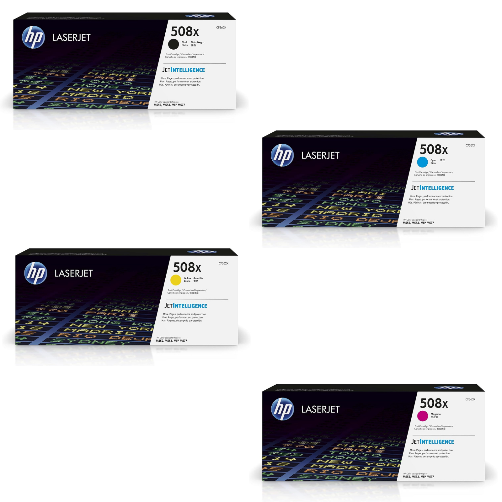 HP 508X High Yield Toner Set 4-Color Genuine OEM for Enterprise M553 M577 Elite Toner Supply