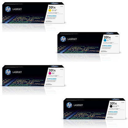 HP 201A Toner Set Black Cyan Magenta Yellow | CF400A CF401A CF402A CF403A | High Performance Elite Toner Supply